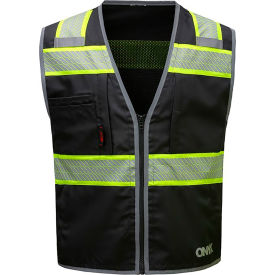 GSS Onyx Standard Safety Vest w/ Lime Contrasting Trim 3XL Black 1517-3XL