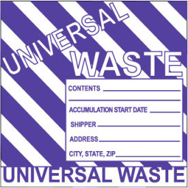 Hazardous Waste Paper Labels - Universal Waste (Striped) HW31AL