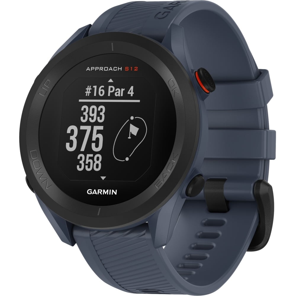 Garmin Approach S12 GPS Watch - 43.7 mm - 43.7 mm - Clock Display - 122.07 MB - 0.9in - Bluetooth - GPS - 30 Hour - Granite Blue - Silicone Band Material - Golf, Tracking, Smartphone - Water Resistant - 164.04 ft Water Resistant MPN:010-02472-01