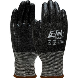 G-Tek® PolyKor Seamless Knit Blended CR Gloves Silicone Coated ANSI A7 M Black 12 Pair 16-473/M