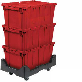Attached Lid Shipping Container 27-3/16 x 16-5/8 x 12-1/2 Red with Dolly Combo 814RDP257