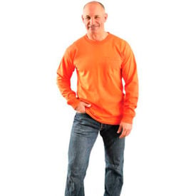 OccuNomix Classic Cotton Hi-Vis Long Sleeve T-Shirt W/ Pocket Orange S LUX-300LP-07S LUX-300LP-07S