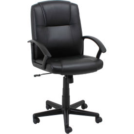 Interion® Antimicrobial Executive Chair With Mid Back & Fixed Arms Bonded Leather Black 642-AM695