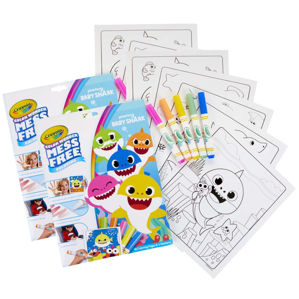 Crayola Color Wonder Mess-Free Coloring Pads & Markers, Baby Shark, Pack Of 2 Sets MPN:BIN757103-2