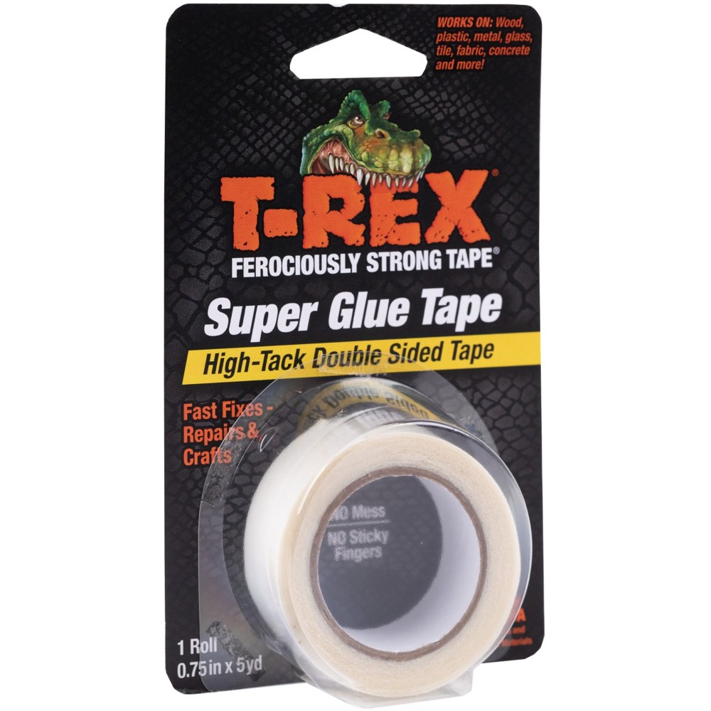 T-REX Double Sided Super Glue Tape - 15 ft Length x 0.75in Width - White - Acrylic - 1 Each MPN:286853