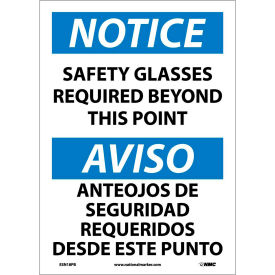 Bilingual Vinyl Sign - Notice Safety Glasses Required Beyond This Point ESN18PB