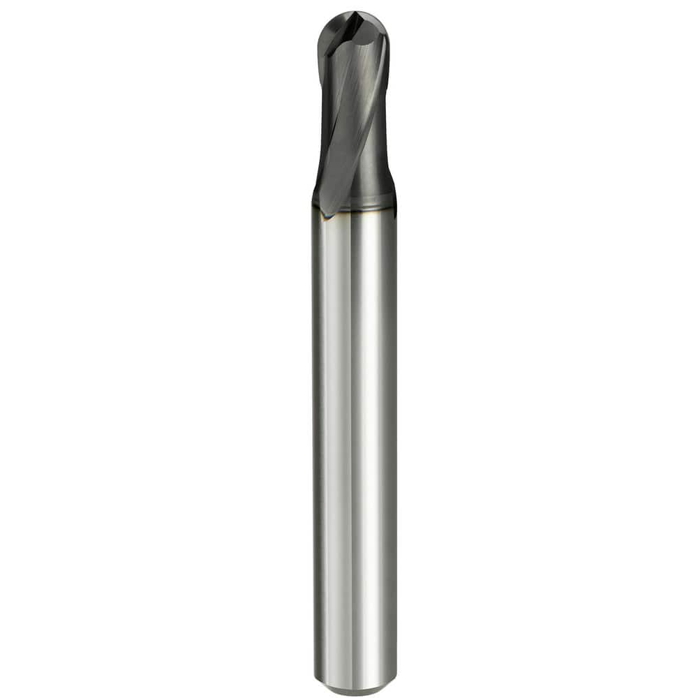 Ball End Mills, Mill Diameter (Decimal Inch): 0.1181 , Mill Diameter (mm): 3.00 , Number Of Flutes: 2 , End Mill Material: Carbide  MPN:10588796