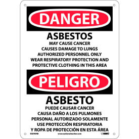 NMC™ Bilingual Plastic Sign Danger Asbestos Cancer And Lung Disease Hazard 10