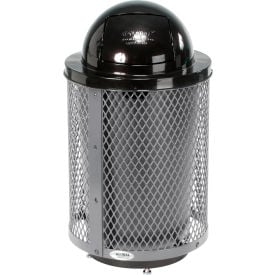 GoVets™ Outdoor Diamond Steel Trash Can With Dome Lid & Base 36 Gallon Gray 948GYD261