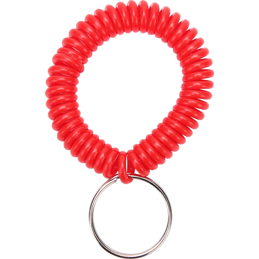 Sparco Split Ring Wrist Coil Key Holders - 2.1in x 2.1in x 2.4in - 6 / Pack - Red (Min Order Qty 8) MPN:02883