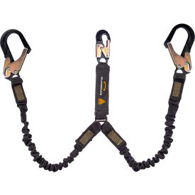 Guardian Arc Flash Shock Absorbing Lanyard Stretch Dual Leg Aluminum Rebar Hook 6'L 3400016
