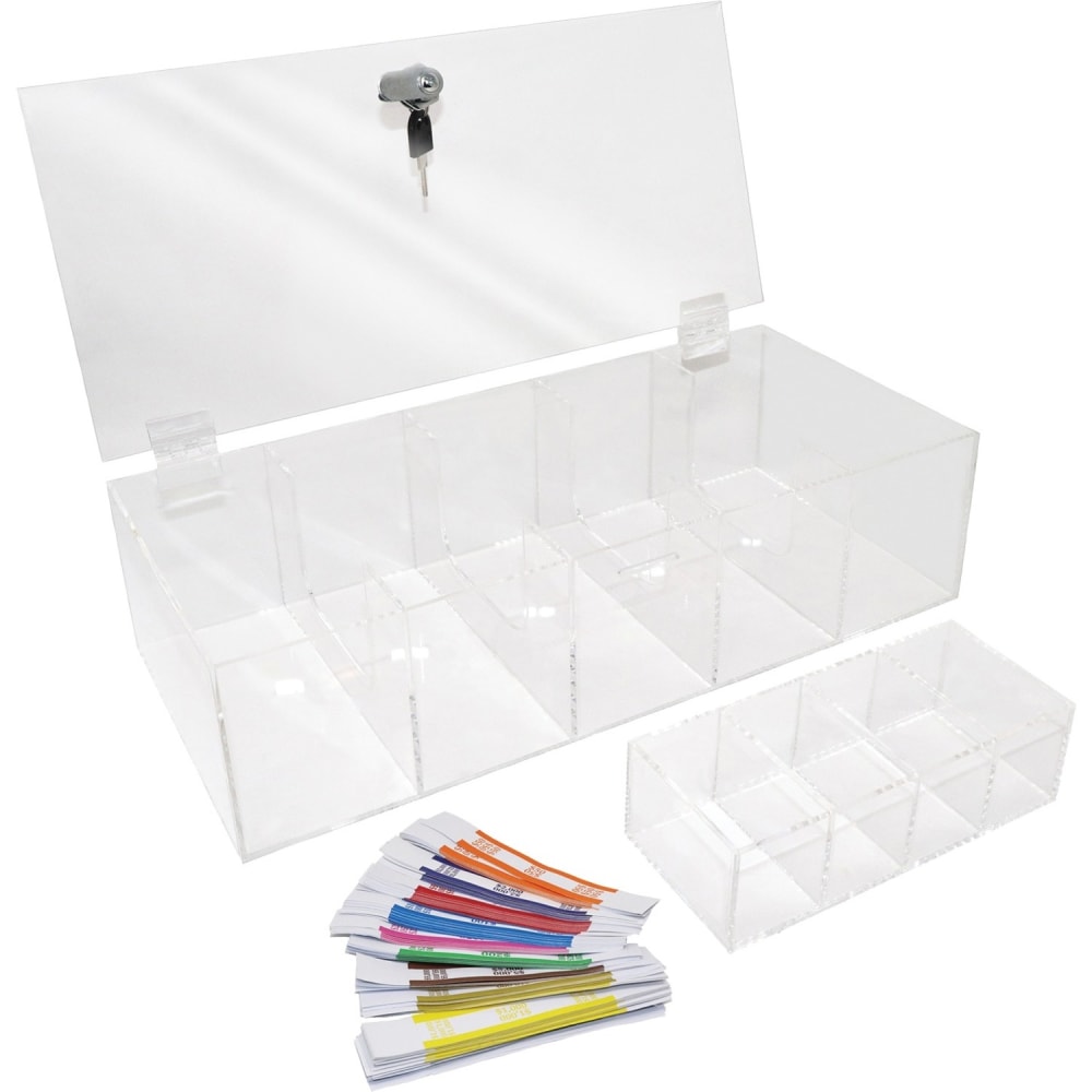Nadex Coins ENR1-1102 5-Compartment Currency Tray with Locking Cover - Clear - 7in Height x 15.4in Width MPN:ENR1-1102