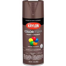 Krylon® Colormaxx™ Paint & Primer 12 oz. Gloss Leather Brown K05527007 - Pkg Qty 6