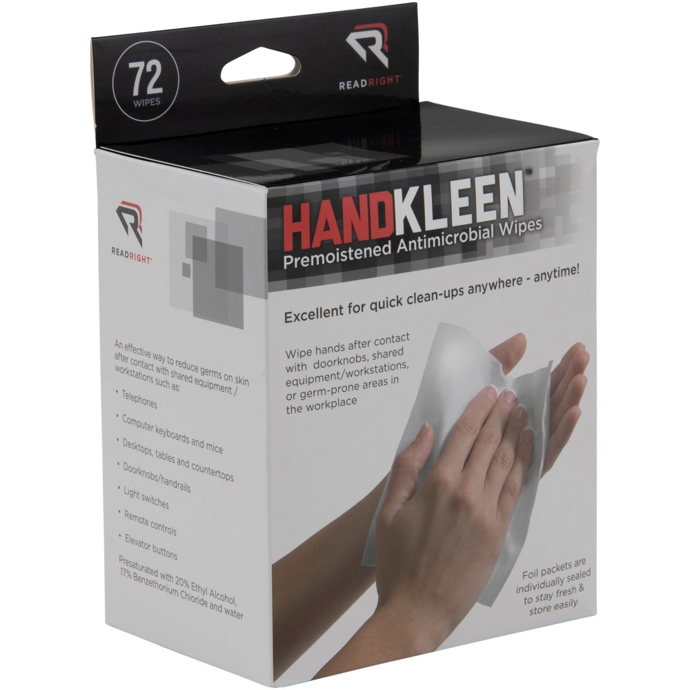 Read Right Handkleen Wipes - 5in x 7in - White - 72 / Box (Min Order Qty 4) MPN:RR15112