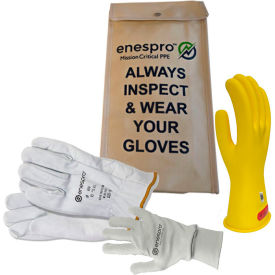 Enespro® ArcGuard® Class 0 ArcGuard Rubber Voltage Glove Premium Kit Yellow Size 8 KITGC0Y08AG