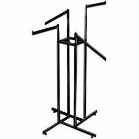 4-Way w/ 2 Straight and 2 Slant Arms (K86/MAB) Garment Rack - Rectangular Tubing - Matte Black K86/MAB