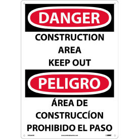 NMC™ Bilingual Plastic Sign Danger Construction Area Keep Out 14