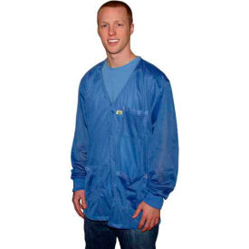 Transforming Technologies ESD Jacket V-Neck Knit Cuff Light Blue Medium JKV 8823LB