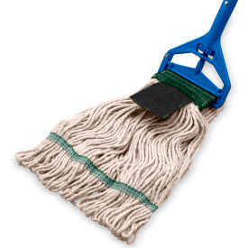 Carlisle® Looped End Mop w/ Scrubber & Green Band Medium Natural 369418S00 - Pkg Qty 12