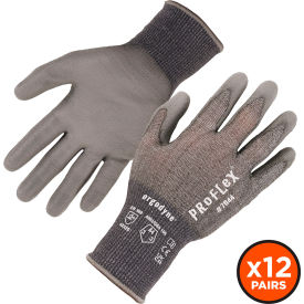 Ergodyne® Proflex 7044 Cut Resistant Gloves Polyurethane Coated ANSI A4 S Gray 12 Pairs 10482