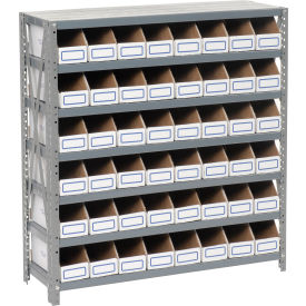 GoVets™ Steel Open Shelving with 48 Corrugated Shelf Bins 7 Shelves - 36x12x39 016235
