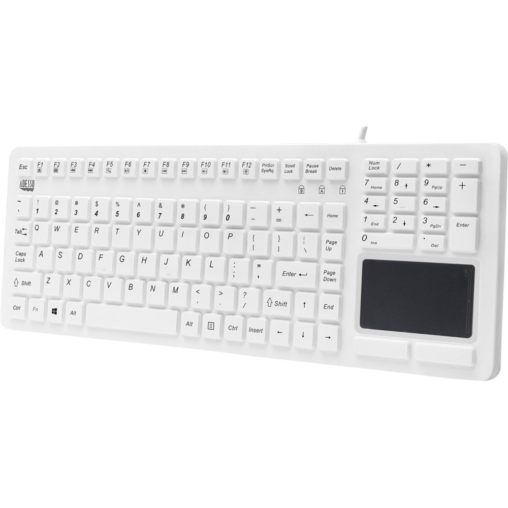 Adesso Slim touch 270 Touchpad Keyboard With Antimicrobial Protection, White MPN:AKB-270UW