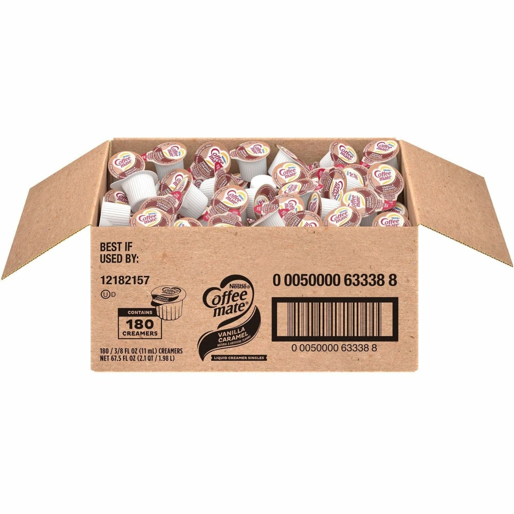 Coffee mate Vanilla Caramel Nondairy Liquid Creamer Singles - Vanilla Caramel Flavor - 0.38 fl oz (11 mL) - 180 / Carton MPN:63338