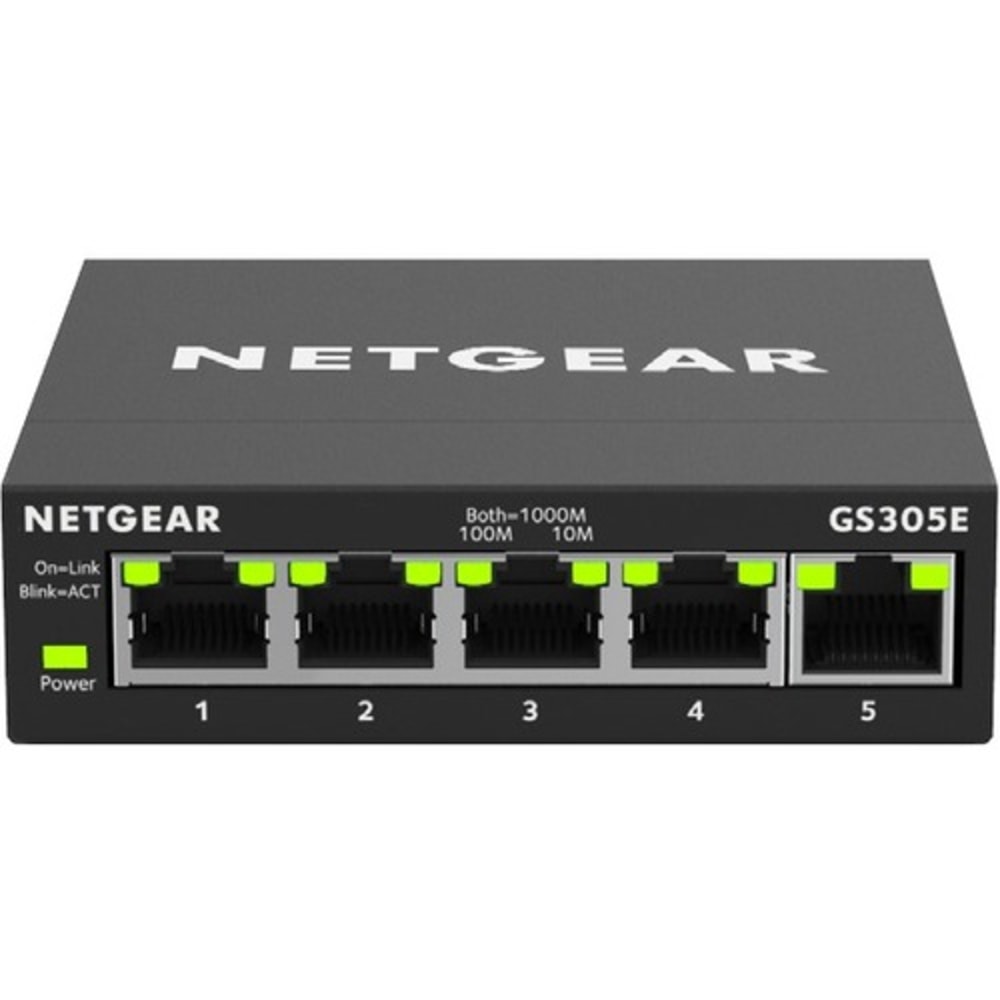 Netgear Business GS305E Ethernet Switch - 5 Ports - Gigabit Ethernet - 1000Base-T - 3 Layer Supported - Twisted Pair - 5 Year Limited Warranty MPN:GS305E-100NAS
