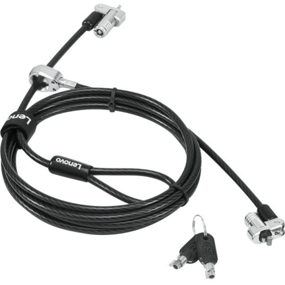 Lenovo NanoSaver Twin Head Nano/MS 2.0 MasterKey Cable Lock - 6.56 ft Cable - Master Keyed Lock - Black - Carbon Steel, Plastic - - 4XE1B81920 MPN:4XE1B81920