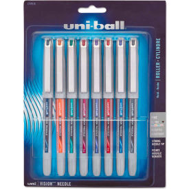 uni-ball® VISION Needle Roller Ball Stick Liquid Pen - Assorted Ink - Fine - 8 Pack 1734916