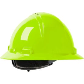 Kilimanjaro Full Brim Hard Hat HDPE Shell Vented 4-Pt Suspension Ratchet Adjustment Hi-Vis Ylw 280-HP641RV-44