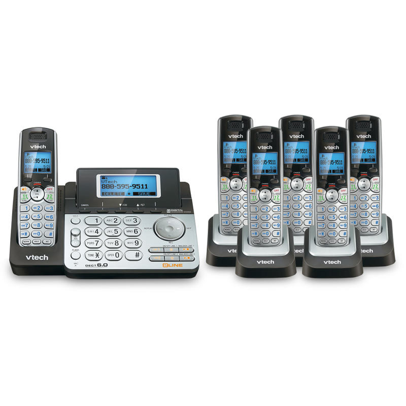 VTech DS6151 DECT 6.0 Expandable 2-Line Phone System Plus 6 DS6101 Cordless Handsets MPN:80-1295-00