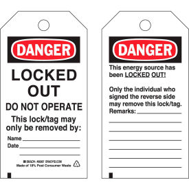 Brady® 66067 Lockout Tag- Danger Do Not Operate 2 Sided Polyester 25/Pack 66067
