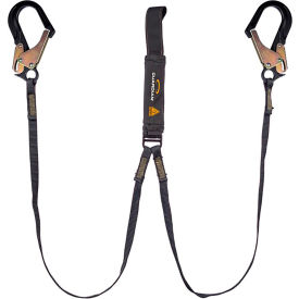 Guardian Arc Flash Shock Absorbing Lanyard Fixed Dual Leg Aluminum Rebar Hook & Web Loop 6'L 3400029