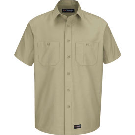 Wrangler® Men's Canvas Short Sleeve Work Shirt Khaki Long-L-WS20KHSSLL WS20KHSSLL