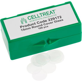 CELLTREAT® 15mm Round Cover Glass Fits 24 Well Plate Sterile 100/PK 229172