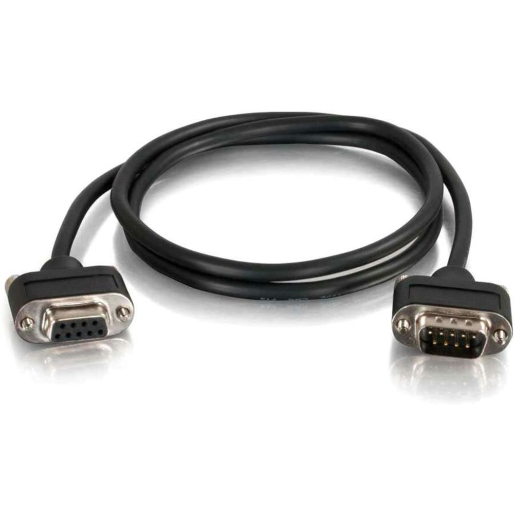 C2G 6ft CMG-Rated DB9 Low Profile Null Modem M-F - 6 ft Serial Data Transfer Cable for Monitor, Modem - First End: 1 x 9-pin DB-9 RS-232 Serial - Male - Second End: 1 x 9-pin DB-9 RS-232 Serial - Female - Shielding - Black (Min Order Qty 10) MPN:52184