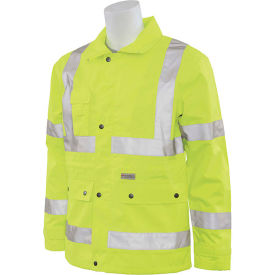 ERB® S371 ANSI Class 3 Raincoat 2XL Hi-Viz Lime WEL61483HL2X