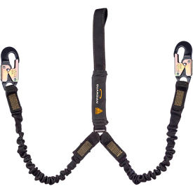 Guardian Arc Flash Shock Absorbing Lanyard Stretch Dual Leg Aluminum Snap Hook & Web Loop 6'L 3400013