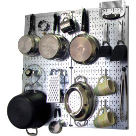 Wall Control Kitchen Pegboard Pack Storage & Organization Kit Galvanized White 32
