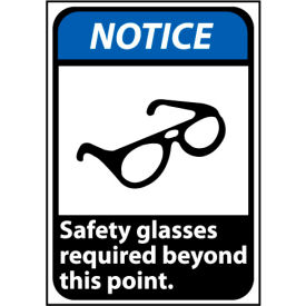 Notice Sign 14x10 Rigid Plastic - Safety Glasses Required Beyond This Point NGA22RB