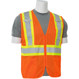 ERB® Aware Wear® S383P ANSI Class 2 Safety Vest Zipper Closure 5XL Hi-Viz Orange WEL61829HO5X