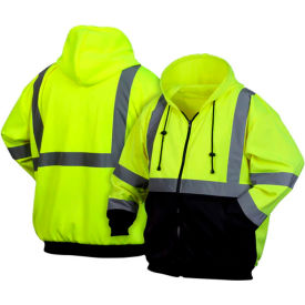 Pyramex® RSZH32 Long Sleeve Zipper Sweatshirt with Black Bottom Class 3 2XL Hi-Vis Lime RSZH3210X2