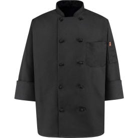 Chef Designs 10 Button-Front Chef Coat Knot Buttons Black Spun Polyester L 0427BKRGL