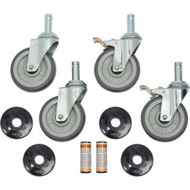 Rubber Swivel Stem Set of (4) Casters 5 Inch 2 Brake/ Donut Bumper 283800