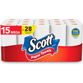 Scott Choose-A-Sheet Mega Kitchen Roll Paper Towels 1Ply 108 Sheets/Roll 15 Rolls/PK 2 Packs/CT KCM56674