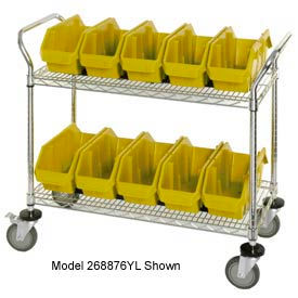 Quantum WRC3-1836-1867 Chrome Wire Mobile Cart With 15 QuickPick Double Open Bins Yellow 36