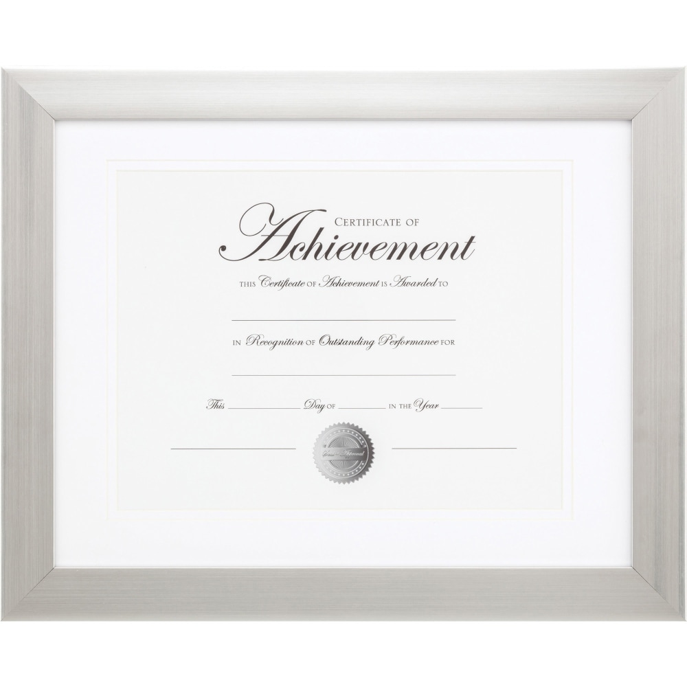 Burnes Brushed Silver Document Frame - 11in x 14in Frame Size - Rectangle - Vertical, Horizontal - 1 Each - Brushed Silver (Min Order Qty 2) MPN:NDSB1114ST