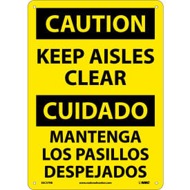 NMC™ Bilingual Plastic Sign Caution Keep Aisles Clear 10