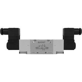 Aignep USA 5/2 Double Solenoid Valve Ext Pilot 1/4 NPTF 12V DC/3W Coil Black Connection 01VA150003N0101
